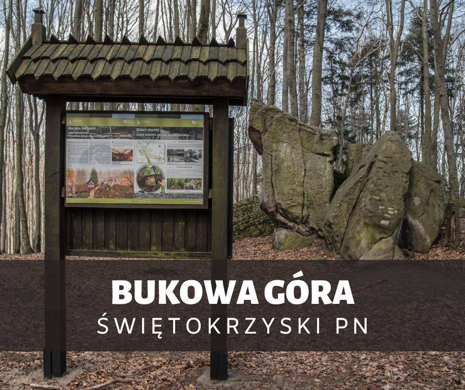 Bukowa Góra łatwy szlak Gór Świętokrzyskich, mapa