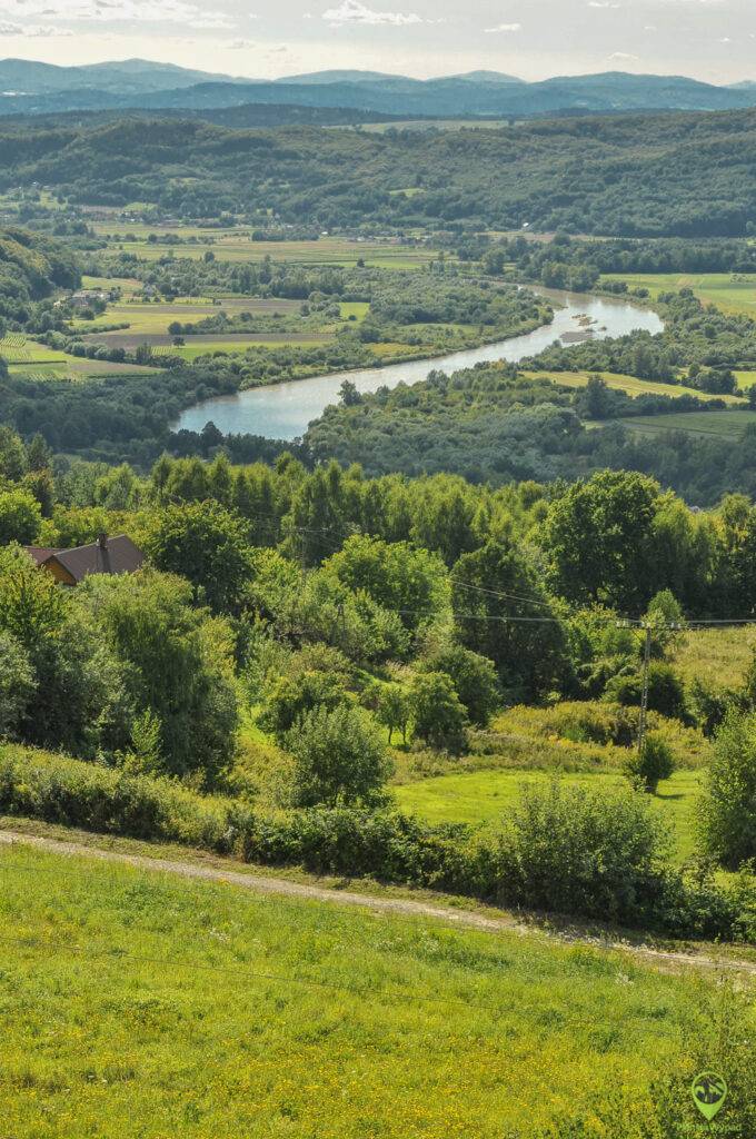 widok na dolinę Dunajca z wieży w Dąbrówce Szczepanowskiej